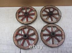 Set Of 4 Vtg Antique 10 Wooden Spoke Goat Cart Wagon Wheels