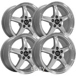 (Set of 4) OE Wheels FR04B 17x9 5x4.5 +24mm Silver Wheels Rims 17 Inch