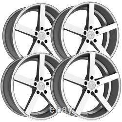 (Set of 4) Ravetti M1 20x8.5 5x4.5 +38mm Silver Wheels Rims 20 Inch