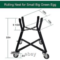 Small Big Green Egg Nest, Rolling Nest with Locking Caster Wheels Coated Steel