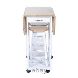 Small Kitchen Dining Table And Chairs 2 Stools Set Folding Portable Wheels Room
