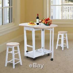 Small Kitchen Dining Table And Chairs Set Folding Island 2 Stools Trolley Wheels