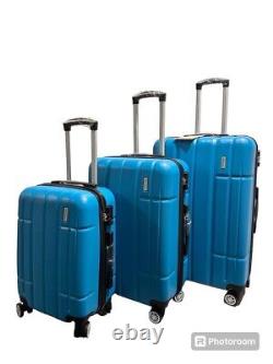 Strenforce 3 In 1 ABS Luggage Set TSA Approved With Spinner Wheels Blue