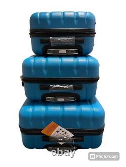 Strenforce 3 In 1 ABS Luggage Set TSA Approved With Spinner Wheels Blue