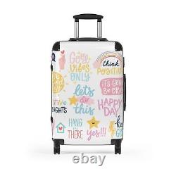 Suitcases Loveable Luggage Set Daily Affirmations, Suitcases with Wheels Handle