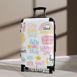 Suitcases Loveable Luggage Set Daily Affirmations, Suitcases with Wheels Handle