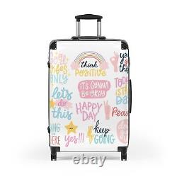 Suitcases Loveable Luggage Set Daily Affirmations, Suitcases with Wheels Handle