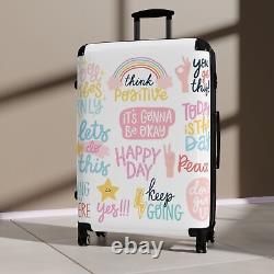 Suitcases Loveable Luggage Set Daily Affirmations, Suitcases with Wheels Handle