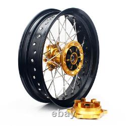 Supermoto 17 Wheel Rotors Cush Drive Set For Suzuki DRZ400SM 2005-2019 Gold Hub