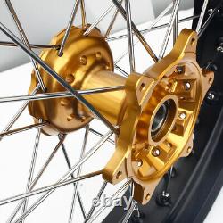 17 Supermoto Wheels Set Cush Drive Pour Suzuki Dr-z 400e 400s Drz400sm Gold Hubs