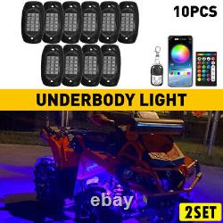 1/2 Ensemble de contrôle d'application 10 Pods Kit de lumière LED Rock RGB Bluetooth Éclairage néon sous le véhicule