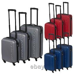3 Dunlop Abs 4 Wheeled Spinner Suitcase Set Hard Shell Bagages Valises