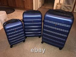 3 Pc. Carry On Spinner Roues Voyage Locking Ensemble De Bagages Gris Small-med-large