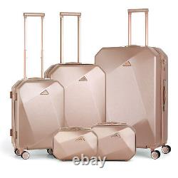 5 PCS Bagages Liquidation Coque rigide PC + ABS Valise à roulettes avec trousse de maquillage