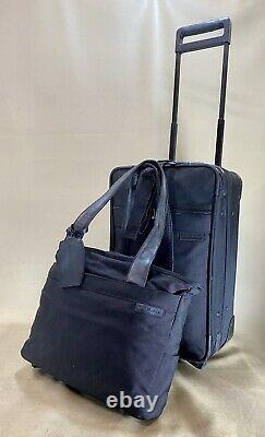Briggs & Riley Black Carry On Set Small Tote & 21 Upright Exp Wheeleed Suitcase