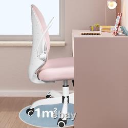 Chaises de bureau roses petites ensemble de 4, chaises de bureau petites avec roues, en cuir PU