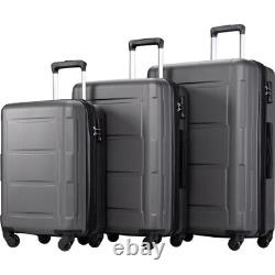 Ensemble de bagages 3 pièces avec roulettes pivotantes extensibles en ABS léger et serrure TSA