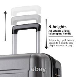 Ensemble de bagages 3 pièces avec roulettes pivotantes extensibles en ABS léger et serrure TSA