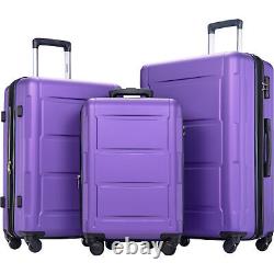 Ensemble de bagages 3 pièces en ABS léger avec roues pivotantes extensibles et serrure TSA