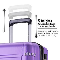 Ensemble de bagages 3 pièces en ABS léger avec roues pivotantes extensibles et serrure TSA