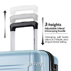 'Ensemble de bagages 3 pièces en ABS léger avec roues pivotantes extensibles et serrure TSA'