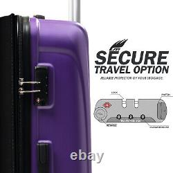 Ensemble de bagages 3 pièces en violet, valise rigide extensible à roulettes ABS TSA