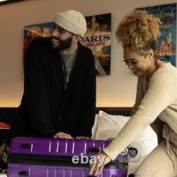 Ensemble de bagages 3 pièces en violet, valise rigide extensible à roulettes ABS TSA