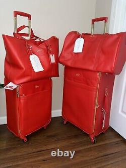 Ensemble de bagages en PVC rouge orange à quatre pièces Jessica Simpson de Nwt. Petits défauts d'éraflures.