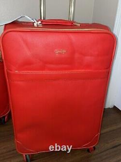 Ensemble de bagages en PVC rouge orange à quatre pièces Jessica Simpson de Nwt. Petits défauts d'éraflures.