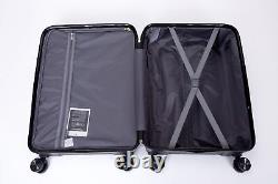 Ensemble de bagages en polypropylène durable à coque rigide avec roues pivotantes pour valise de 20/24/28 pouces, noir