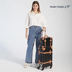 Ensemble de bagages vintage en 2 pièces avec cadenas TSA et valises cabine de petite taille 13 et 20 pouces, noir.