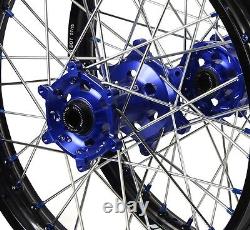 Ensemble de roues bleues et noires Yamaha WR250R 2015 2016 2017 2018 2019 18 21 Jantes