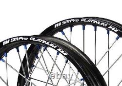 Ensemble de roues bleues et noires Yamaha WR250R 2015 2016 2017 2018 2019 18 21 Jantes