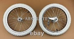 Ensemble de roues de vélo 16 CHROME HEAVY DUTY 28 RAYONS avec pneus BLANCS 1.75 BMX COMP III