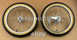 Ensemble de roues de vélo 16 CHROME HEAVY DUTY 28 RAYONS avec pneus BMX COMP III GUM WALL 1.75