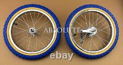 Ensemble de roues de vélo 16 CHROME HEAVY DUTY à 28 rayons avec pneus BMX COMP III TIRES bleu gum 2.125