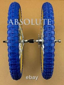 Ensemble de roues de vélo 16 CHROME HEAVY DUTY à 28 rayons avec pneus BMX COMP III TIRES bleu gum 2.125