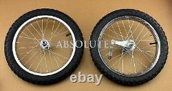 Ensemble de roues de vélo à 16 rayons robustes en chrome avec pneus BMX COMP III noirs de 2,125 pouces