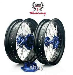 Ensemble de roues supermoto CNC pour Suzuki DRZ400 17 avec amortisseur de choc 2000/2024 moyeux bleus