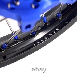 Kke 21/18 Enduro Roues Set Pour Suzuki Drz400sm 05-2022 Dirt Bike Rims Blue Nuts