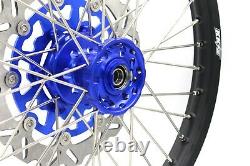 Kke 21/18 Roues Enduro Rims Set Fit Suzuki Drz400sm 2005-2020 310mm Disque Bleu